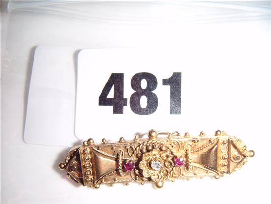 Victorian gold, ruby and diamond brooch